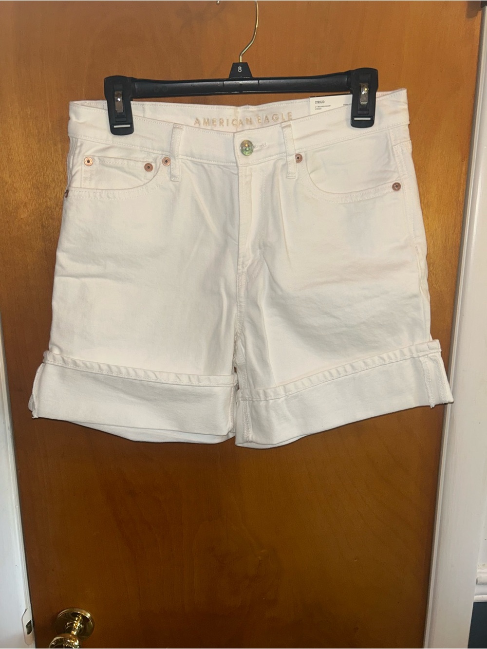 American Eagle Outfitters White High-Waist Cuffed Women's Shorts
